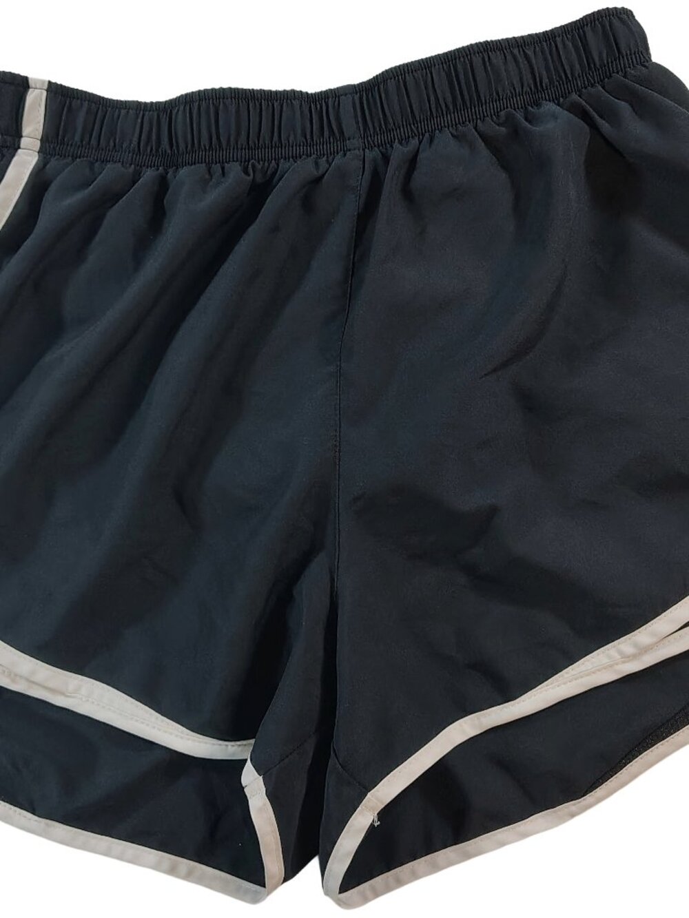 Women's Large Black With White Stripes Nike Dri-Fit Athletic Workout Shorts